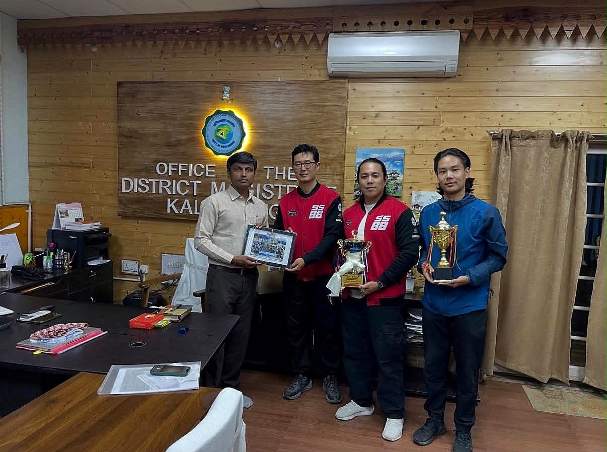 Leon Lhendup Wangdi being felicitated for his rally performance in Kalimpong