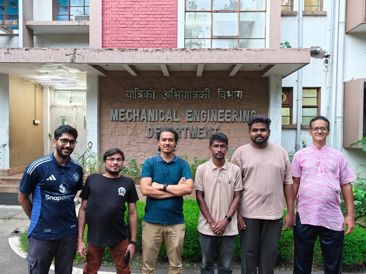 Dr Siddharth Tamang with his PhD students and laboratory staff outside the Department of Mechanical Engineering, IIT Kharagpur.